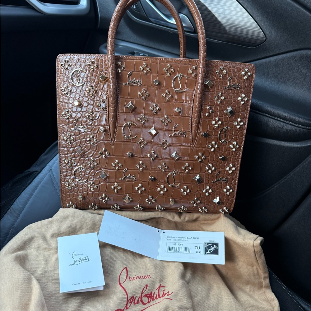 Christian Louboutin Tan Embellished Tote